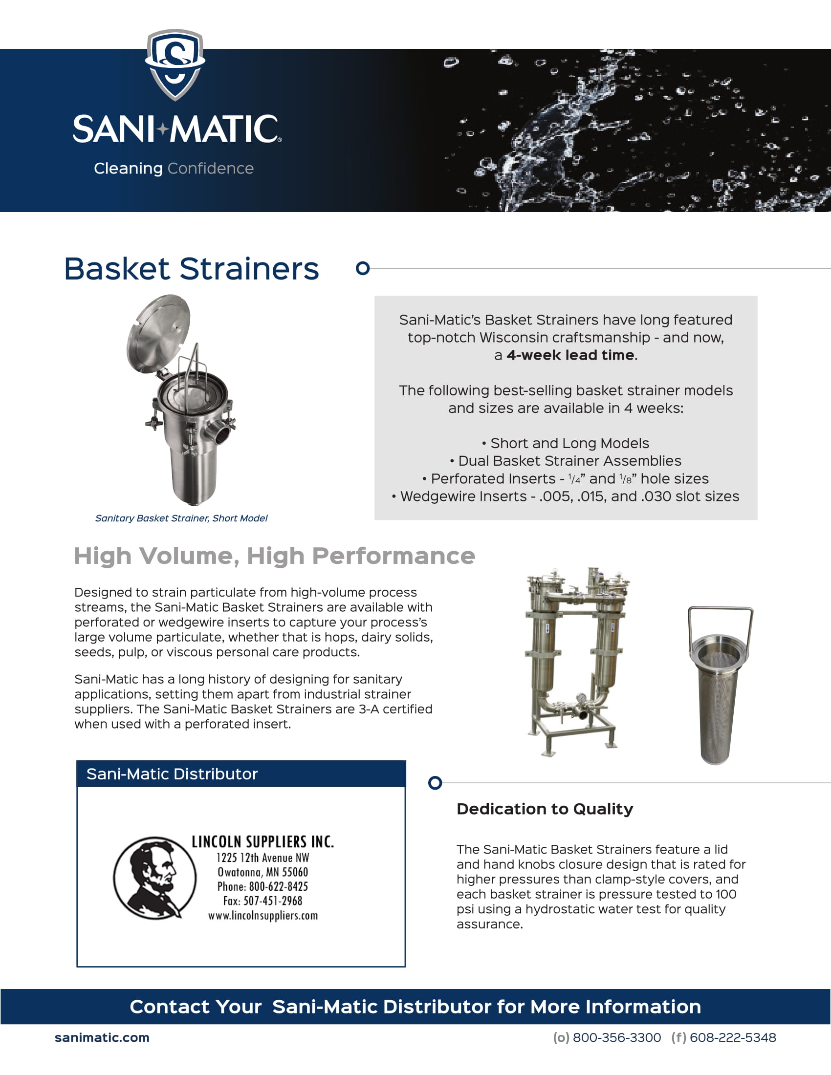 Sani-Matic’s Basket Strainer Distributor